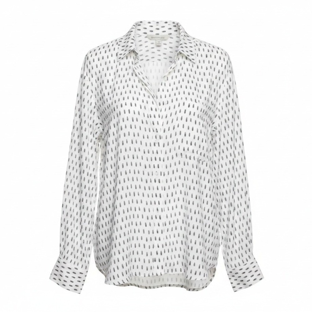 Worthington Relaxed Slouchy Black and White Button Down Long Sleeve Shirt PXL